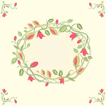 Greeting card with floral wreath