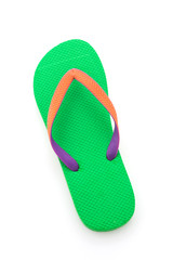 Green flip flop isolated on white background