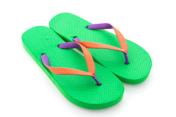 Green flip flop isolated on white background