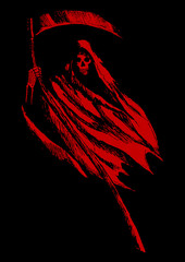 Sketch illustration of grim reaper on black background