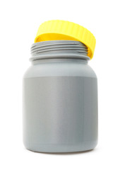 gray recycled plastic bottle  on white background