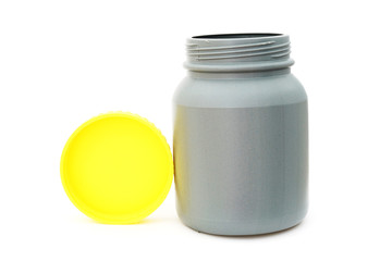 gray recycled plastic bottle  on white background