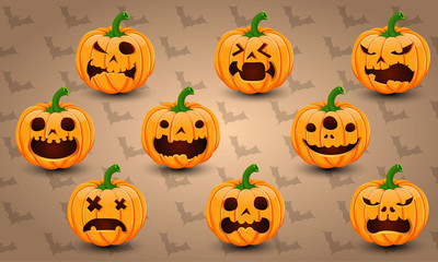 Set of 9 Halloween Pumpkins