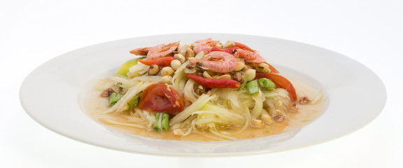 thai cuisine - hot and spicy papaya salad