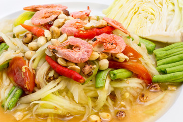 thai cuisine - hot and spicy papaya salad