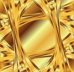 Golden yellow wave swirl background