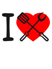 I Love Grillen Kochen Grillgabel Herz Liebe
