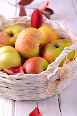 Fresh ripe apples in basket
