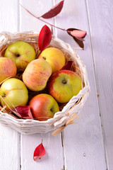 Fresh ripe apples in basket