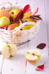Fresh ripe apples in basket