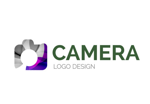 Camera logo design made of color pieces