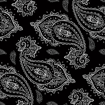 Elegant Paisley pattern. Hand Drawn Seamless background.