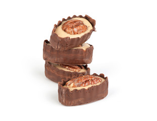 chocolate candy with pecan nut