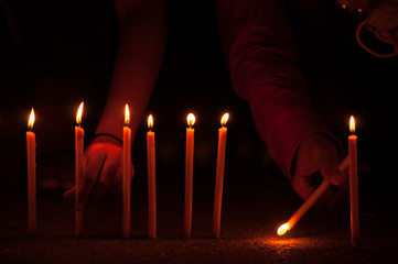 light from candle with dark background