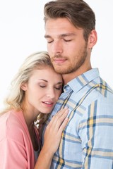 Romantic young couple with eyes closed