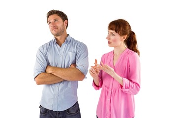 Woman arguing with uncaring man