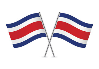 Costa Rican flags. Vector illustration.