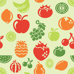 Fruit Icons in Seamless Background