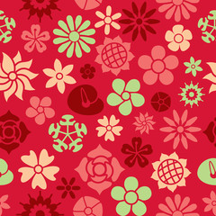 Flowers Icons in Seamless Background
