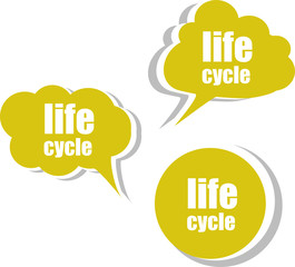 life cycle. Set of stickers, labels, tags. Template