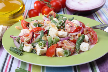 Fresh breakfast consisting of vegetable salad served