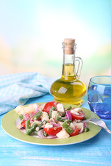 Fresh breakfast consisting of vegetable salad served