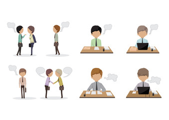 Business People With Speech Bubbles - Isolated On White