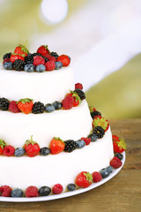 Beautiful wedding cake with berries