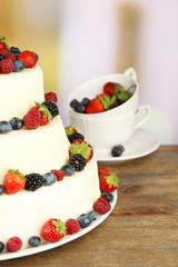 Beautiful wedding cake with berries