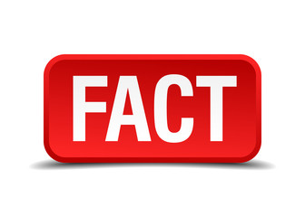 Fact red 3d square button isolated on white background