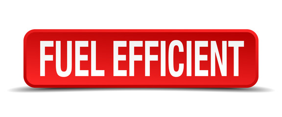 fuel efficient red 3d square button isolated on white background