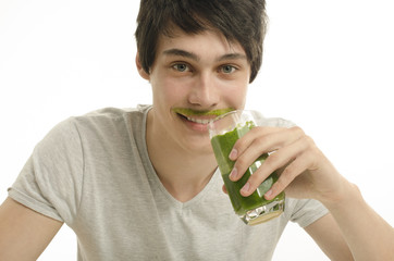 Man drinking an organic smoothie, eating healthy for an active l
