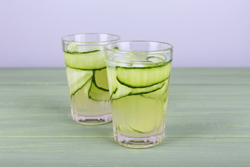Two glasses of cucumber cocktail