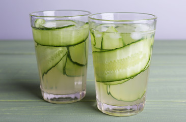 Two glasses of cucumber cocktail