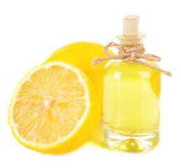 Lemon oil isolated on white