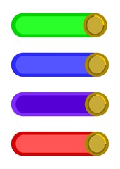 Four simple stylized colorful web buttons