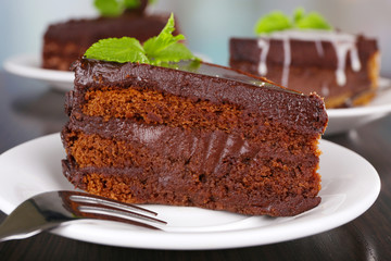 Pieces of chocolate cake
