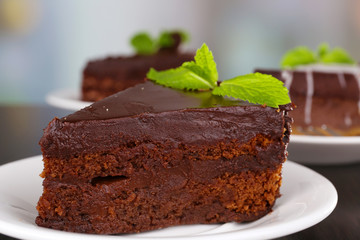 Pieces of chocolate cake