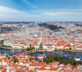 Fototapeta na wymiar View of Charles Bridge over Vltava river, Prague