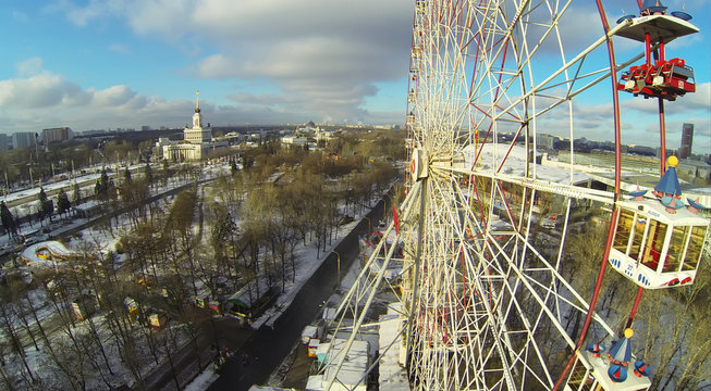 Ferris wheel at an amusement park in Russia Exhibition Center