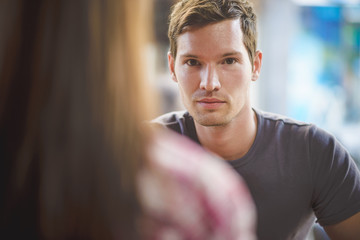 Young couple in cafe