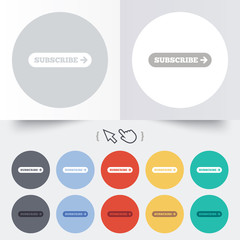 Subscribe with arrow sign icon. Membership symbol