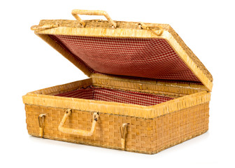 valigia di vimini semi aperta