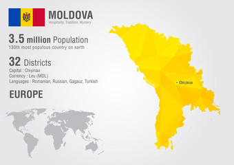 Moldova world map with a pixel diamond texture.