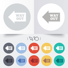 Way out left sign icon. Arrow symbol.