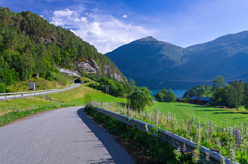 Norwegian road in Beautiful scenery