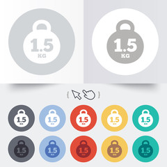 Weight sign icon. 1.5 kilogram (kg). Mail weight