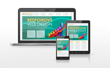 responsive web design in laptop, tablet and smart phone