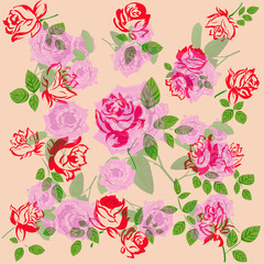 Flowers abstract pattern background.Roses.Vector