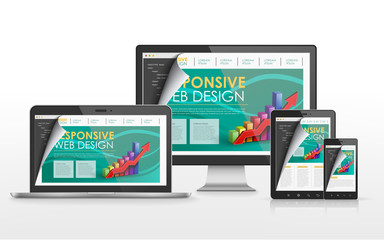 responsive web design concept in different devices